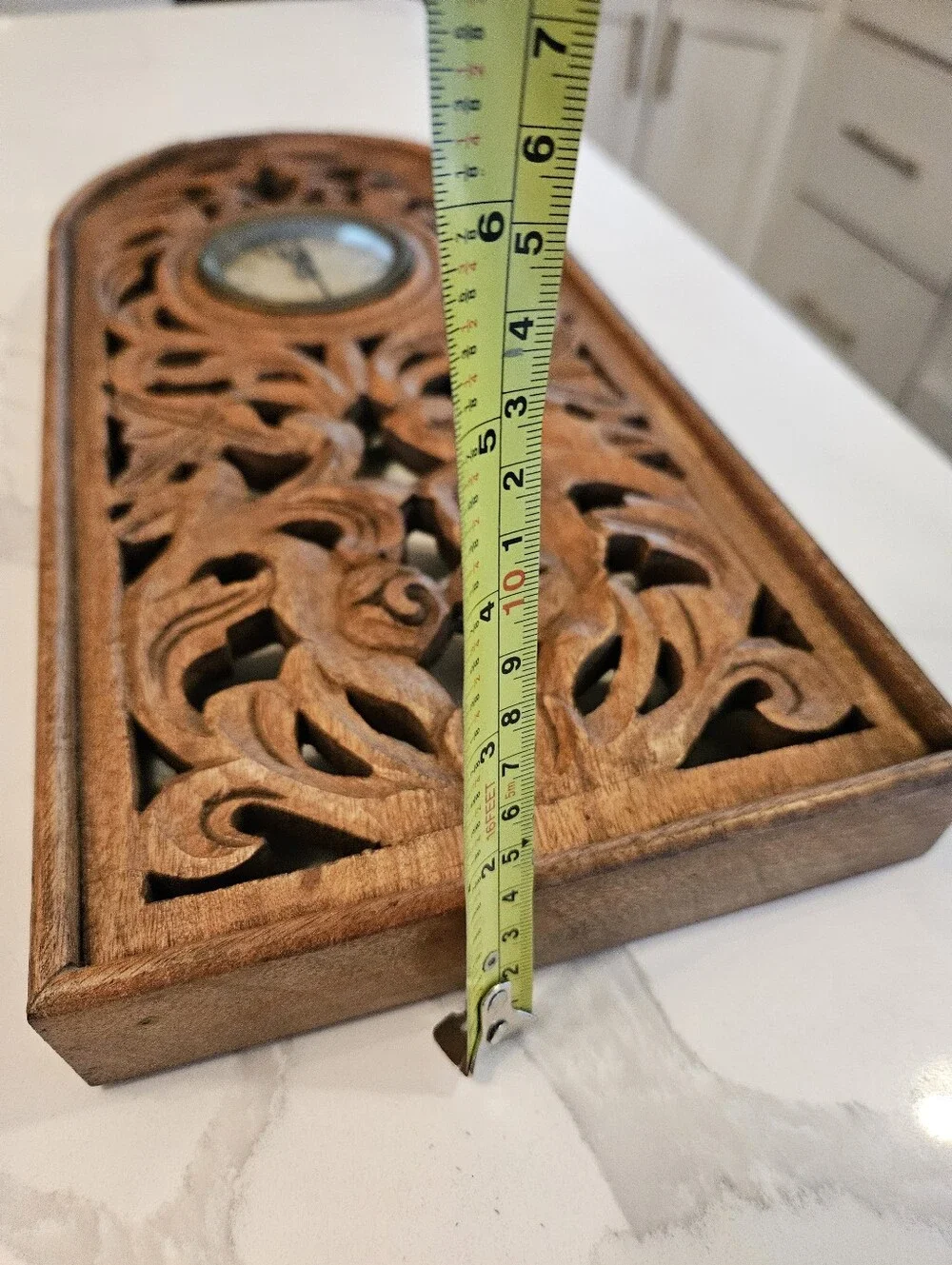 Handcrafted Brown Carved Wood Fretwork Wall Clock – Decorative Home Wall Decor